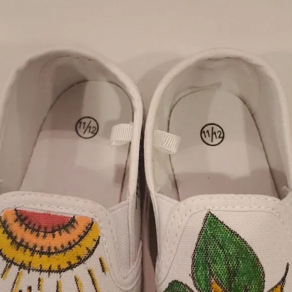Kids Hand Painted Slip On Shoes 11/12