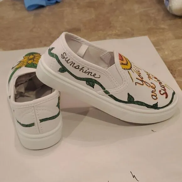 Kids Hand Painted Slip On Shoes 11/12