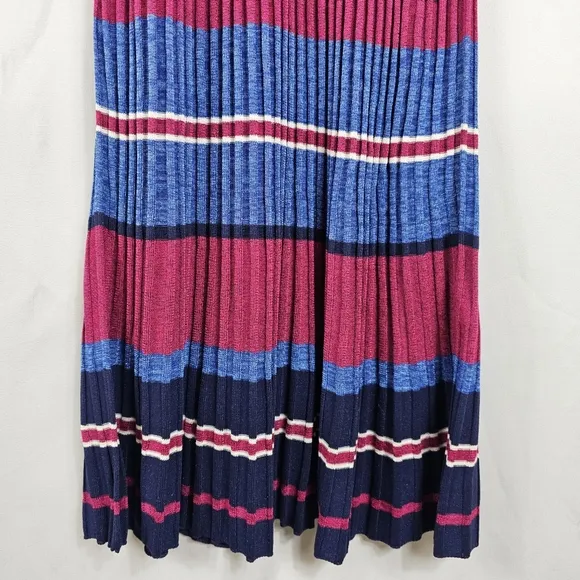 Knitss Olivia Dress Polo Neck Striped Knit Midi Dress - Size M