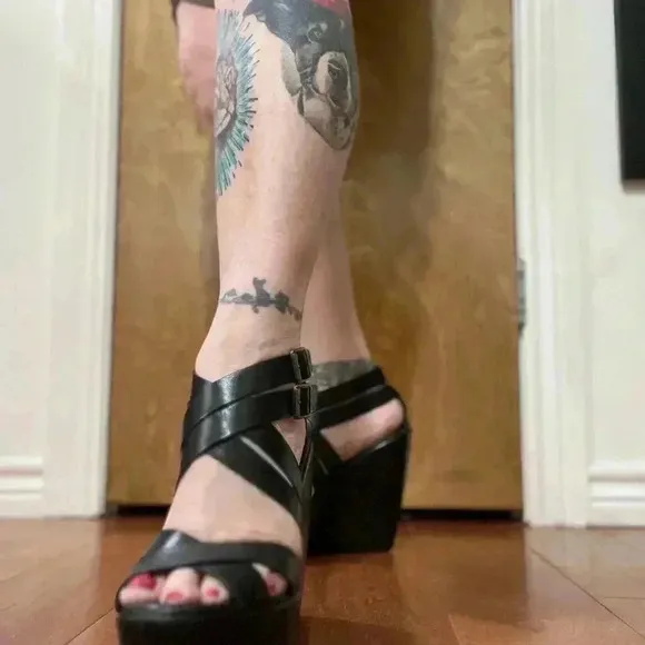 Kork-Ease Hailey Strappy Platform Wedge Sandals Shoes Black Leather 9 40.5