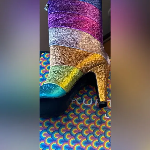 Kurt Geiger London Kensington Rainbow Mid Calf Leather Boots