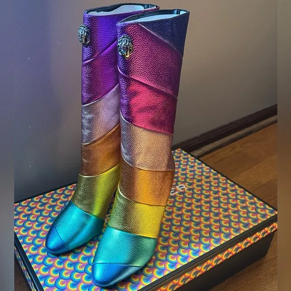 Kurt Geiger London Kensington Rainbow Mid Calf Leather Boots