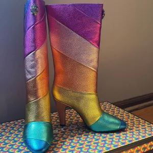 Kurt Geiger London Kensington Rainbow Mid Calf Leather Boots