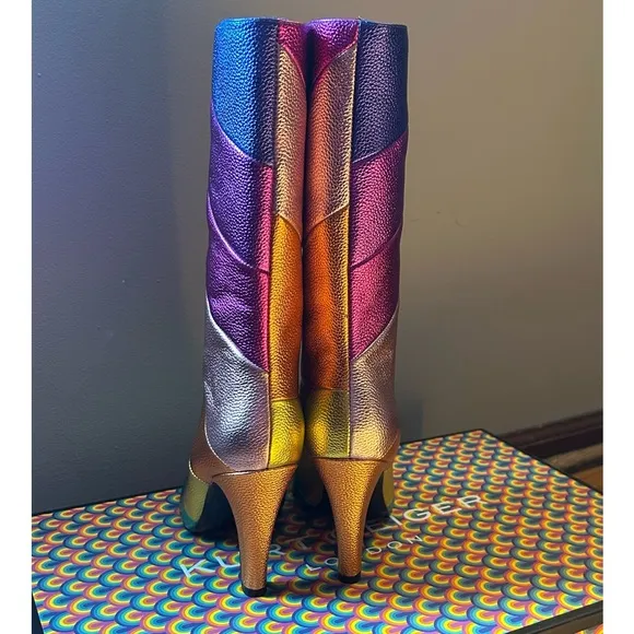 Kurt Geiger London Kensington Rainbow Mid Calf Leather Boots