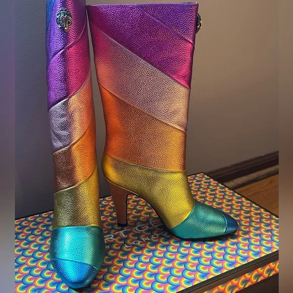 Kurt Geiger London Kensington Rainbow Mid Calf Leather Boots