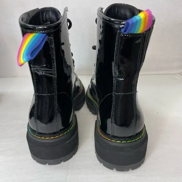 KURT GEIGER LONDONWomen's Birdie Patent Leather‎ BlackCombat Boots