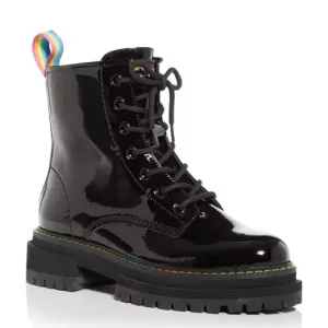 KURT GEIGER LONDONWomen's Birdie Patent Leather‎ BlackCombat Boots
