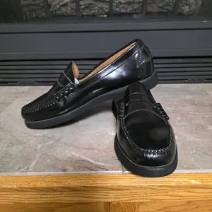 L L BEAN BLACK LEATHER SLIP ON POWER DRIVING PENNY LOAFER SHOES sz 13