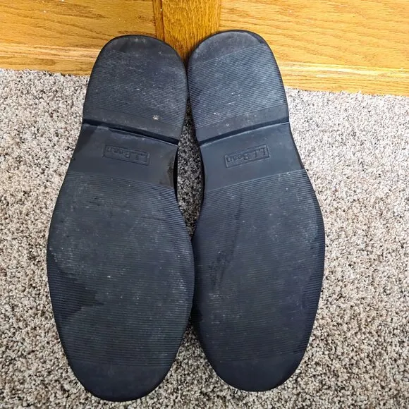 L L BEAN BLACK LEATHER SLIP ON POWER DRIVING PENNY LOAFER SHOES sz 13