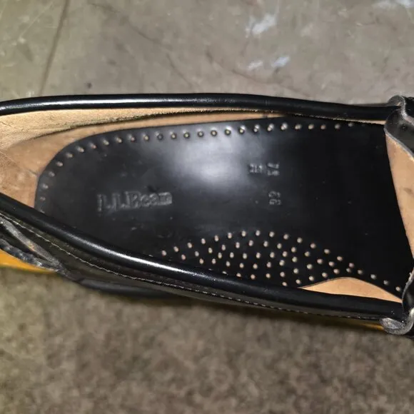 L L BEAN BLACK LEATHER SLIP ON POWER DRIVING PENNY LOAFER SHOES sz 13