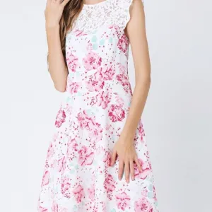 Lace sleeveless vest A-line dress women's cut label big pick up