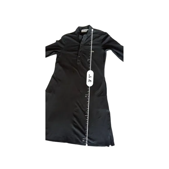 Lacoste Dress Polo Slim Fit Black SZ FR 3 US S Long Sleeve Button Up Tennis