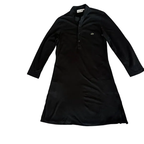 Lacoste Dress Polo Slim Fit Black SZ FR 3 US S Long Sleeve Button Up Tennis
