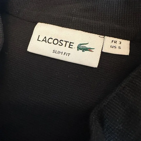 Lacoste Dress Polo Slim Fit Black SZ FR 3 US S Long Sleeve Button Up Tennis