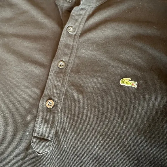 Lacoste Dress Polo Slim Fit Black SZ FR 3 US S Long Sleeve Button Up Tennis