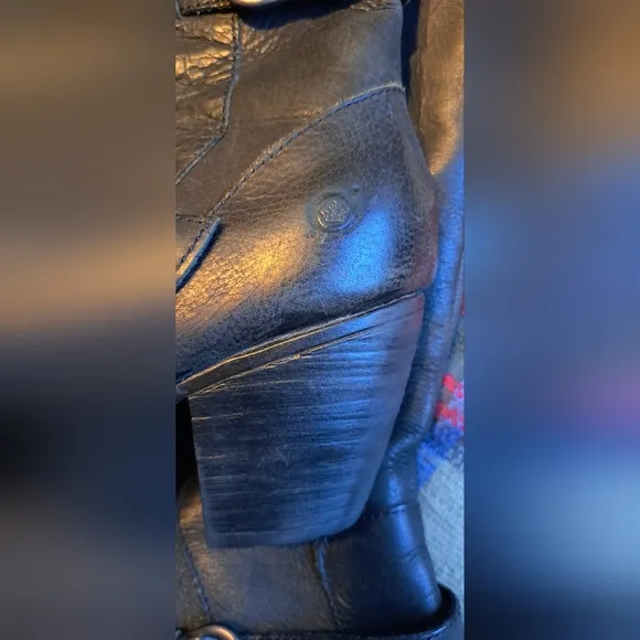 Ladies Born Leather mid Calf Zip Boot 2in Heal Black Size 9 Handcrafted Leather