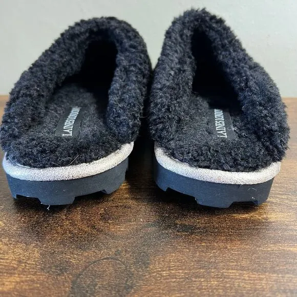 Laines London Teddy Towelling Slippers MEDIUM Closed Toe Black Slip On Comfort