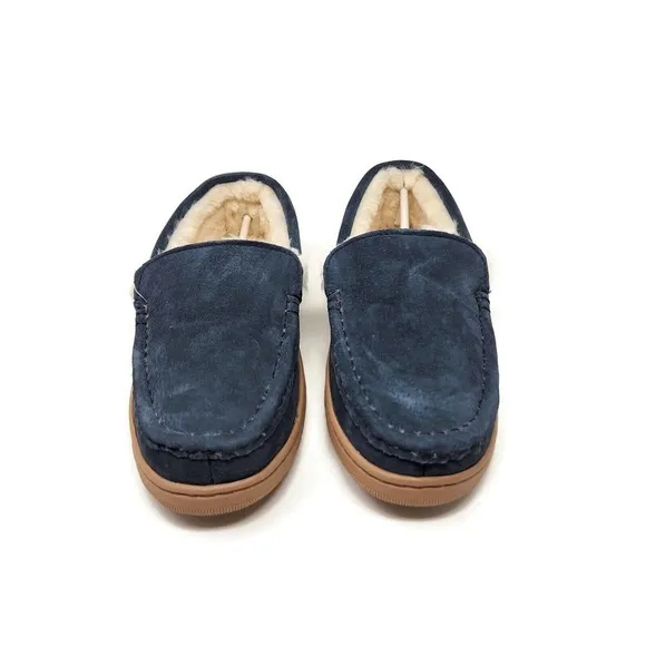 Lamo Harrison Moc Men's Moccasin Slipper Luxury suede - Navy, 8 New