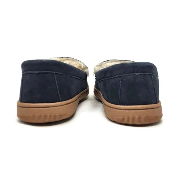 Lamo Harrison Moc Men's Moccasin Slipper Luxury suede - Navy, 8 New