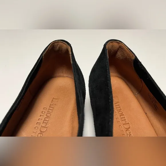L'Amour Des Pieds Women’s Bracey Black Suede Orthopedic Wedge Shoes Sz 6.5 M