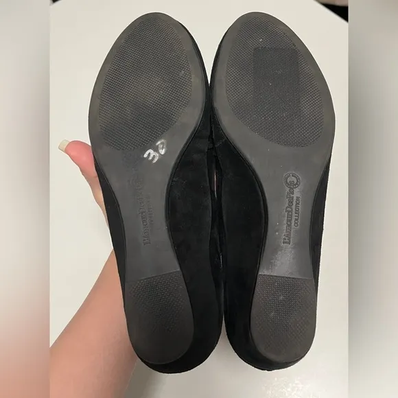L'Amour Des Pieds Women’s Bracey Black Suede Orthopedic Wedge Shoes Sz 6.5 M