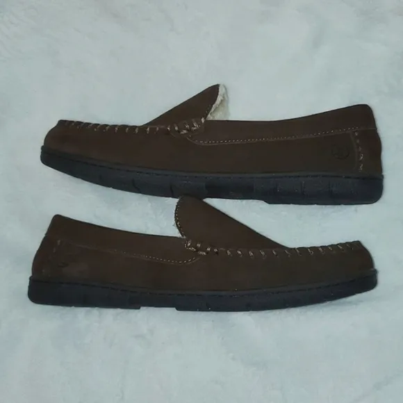 Lands' End Men's Suede Leather Moccasin Slippers Size 10