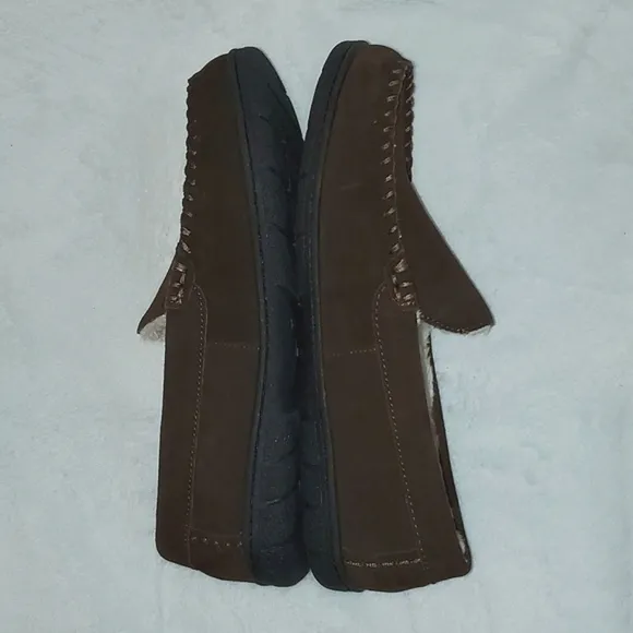 Lands' End Men's Suede Leather Moccasin Slippers Size 10