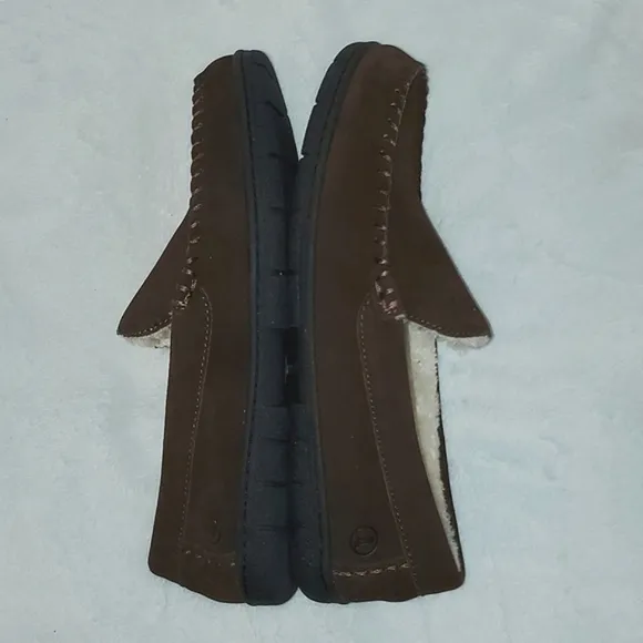 Lands' End Men's Suede Leather Moccasin Slippers Size 10