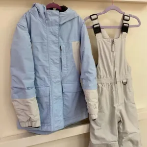 Lands’ End/ Squall Fleece lined Waterproof Jacket and snow bib set, Girls 6/7