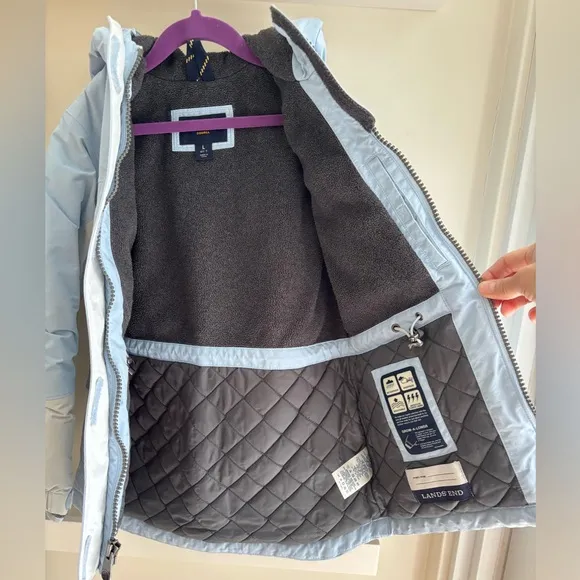 Lands’ End/ Squall Fleece lined Waterproof Jacket and snow bib set, Girls 6/7