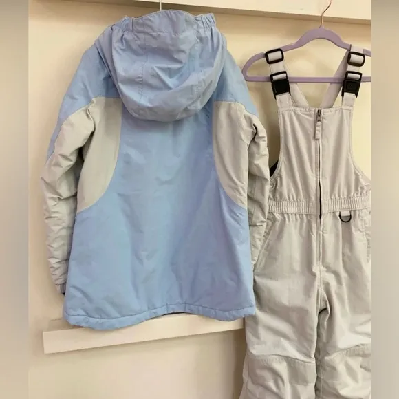 Lands’ End/ Squall Fleece lined Waterproof Jacket and snow bib set, Girls 6/7