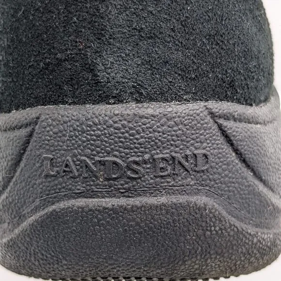 Lands' End Women's Black Quilted Suede All Weather Mid-calf Side Zip Boot Size 8