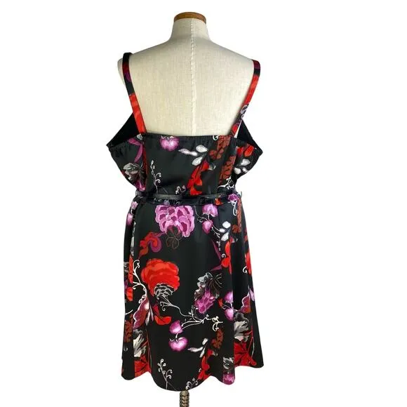 Lane Bryant Y2K Babydoll Dress Size 26 Black Red Pink Dark Floral Whimsigoth NWT