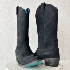 Lane EMMA JANE Womens Cowboy Boots 7.5 Black Suede Western Cowgirl Mid Calf