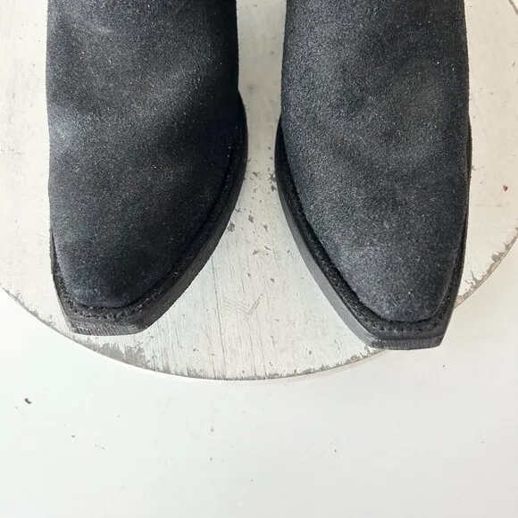 Lane EMMA JANE Womens Cowboy Boots 7.5 Black Suede Western Cowgirl Mid Calf