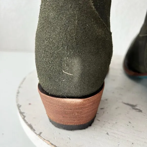 Lane EMMA JANE Womens Cowboy Boots 7.5 Green Suede Western Cowgirl Mid Calf