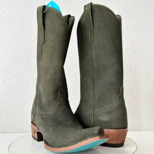 Lane EMMA JANE Womens Cowboy Boots 7.5 Green Suede Western Cowgirl Mid Calf