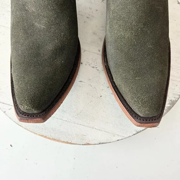 Lane EMMA JANE Womens Cowboy Boots 7.5 Green Suede Western Cowgirl Mid Calf