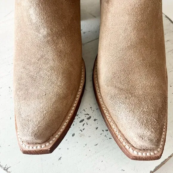 Lane EMMA JANE Womens Cowboy Boots 7.5 Latte Suede Western Cowgirl Mid Calf