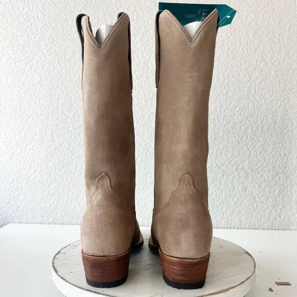 Lane EMMA JANE Womens Cowboy Boots 7.5 Latte Suede Western Cowgirl Mid Calf