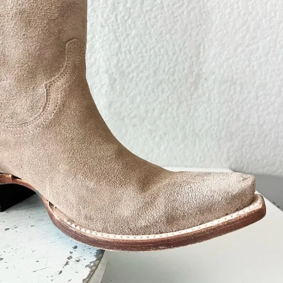 Lane EMMA JANE Womens Cowboy Boots 7.5 Latte Suede Western Cowgirl Mid Calf