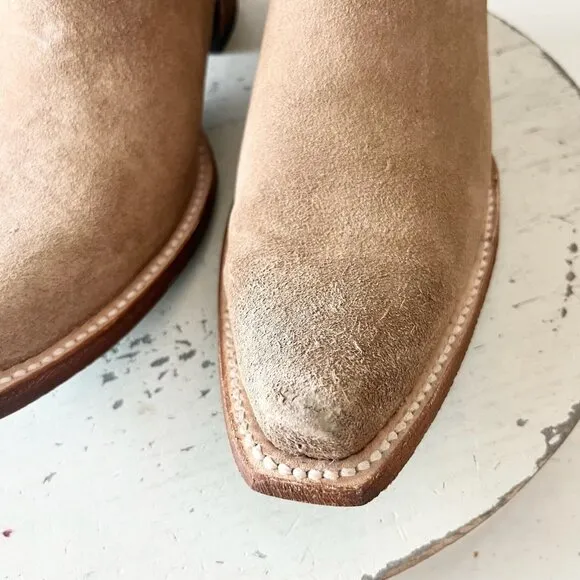 Lane EMMA JANE Womens Cowboy Boots 7.5 Latte Suede Western Cowgirl Mid Calf