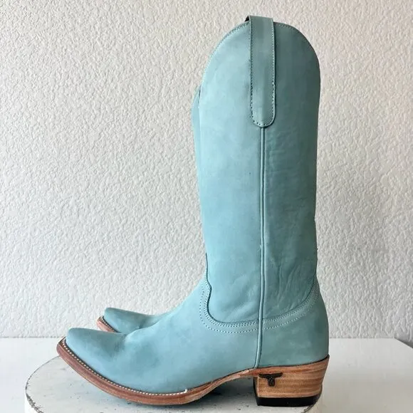 Lane EMMA JANE Womens Cowboy Boots 7.5 Western Light Blue Cowgirl Mid Calf Tall
