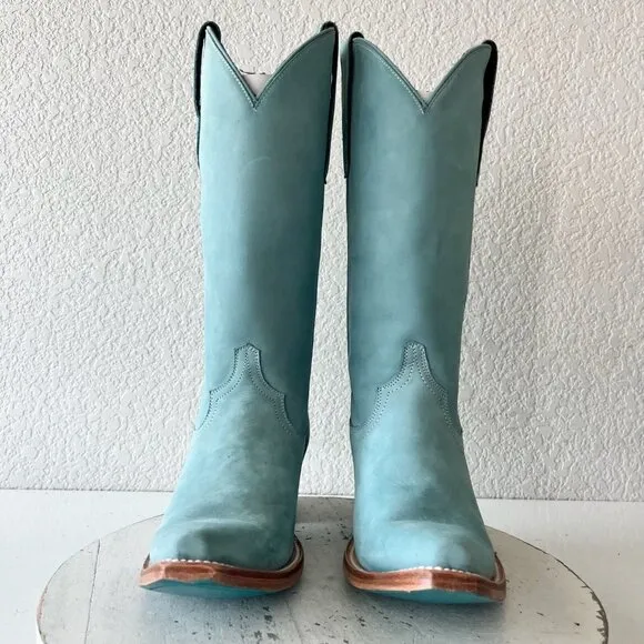 Lane EMMA JANE Womens Cowboy Boots 7.5 Western Light Blue Cowgirl Mid Calf Tall