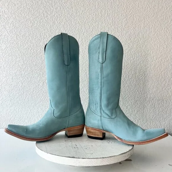 Lane EMMA JANE Womens Cowboy Boots 7.5 Western Light Blue Cowgirl Mid Calf Tall