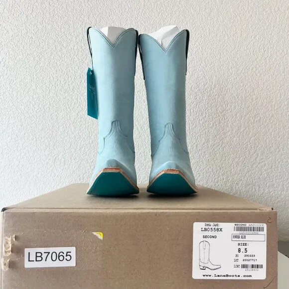 Lane EMMA JANE Womens Cowboy Boots 8.5 Western Light Blue Cowgirl Mid Calf Tall