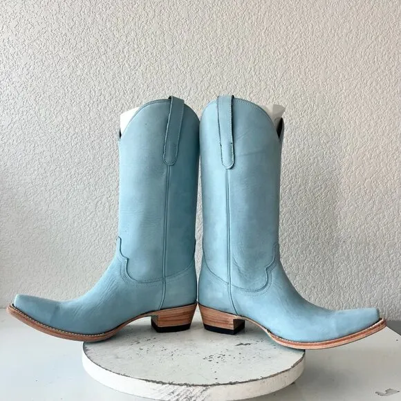 Lane EMMA JANE Womens Cowboy Boots 8.5 Western Light Blue Cowgirl Mid Calf Tall
