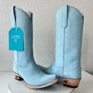 Lane EMMA JANE Womens Cowboy Boots 8.5 Western Light Blue Cowgirl Mid Calf Tall