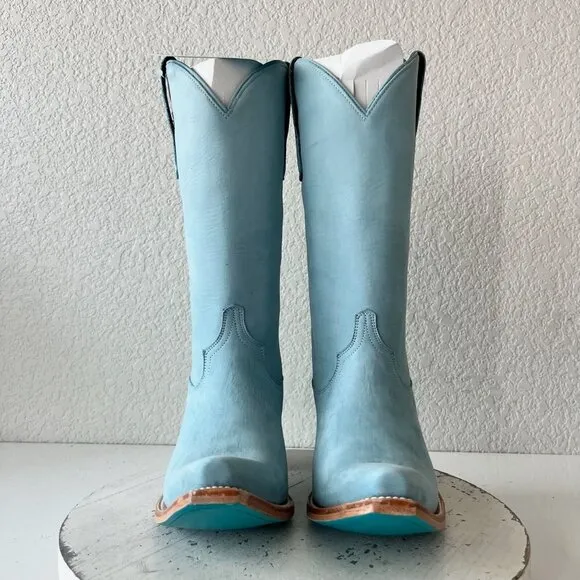 Lane EMMA JANE Womens Cowboy Boots 8.5 Western Light Blue Cowgirl Mid Calf Tall