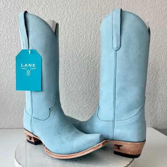 Lane EMMA JANE Womens Cowboy Boots 8.5 Western Light Blue Cowgirl Mid Calf Tall
